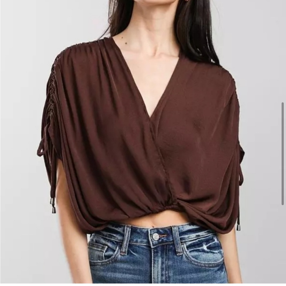 Free People Rachel Silky top size small brown